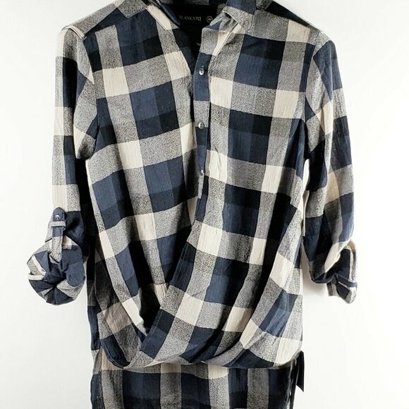 BlanK NYC Plaid Wrap Button Front Top - Picture 3 of 9